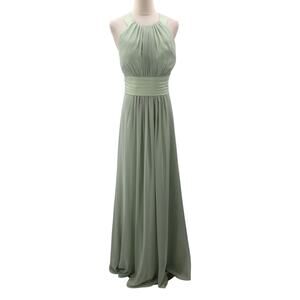 AW BRIDAL 14 1X plus sage green pleated bridesmaid formal maxi dress NEW B51